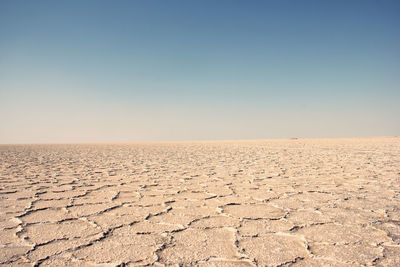 Scenic view of desert against clear sky