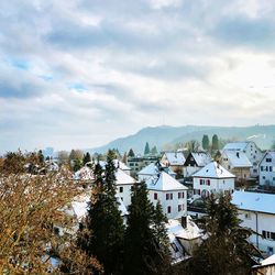 High angle view of townscape against sky