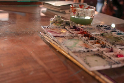 High angle view of food on table