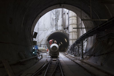 Railroad tracks in tunnel