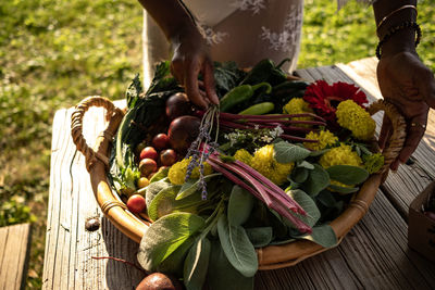 Man holding fruits in basket