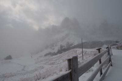 Scenic view of mountains against sky during winter