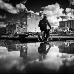 Reflection of woman in water