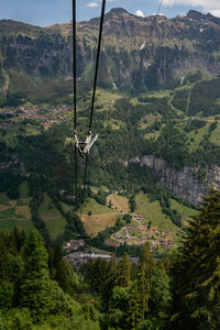 High angle view of overhead cable car