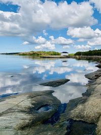 Scenic view of lake against sky