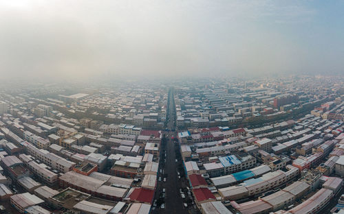 High angle view of cityscape against sky