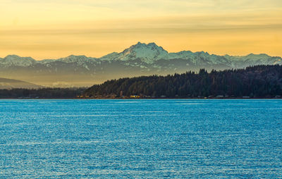 Olympic mountains sunset.