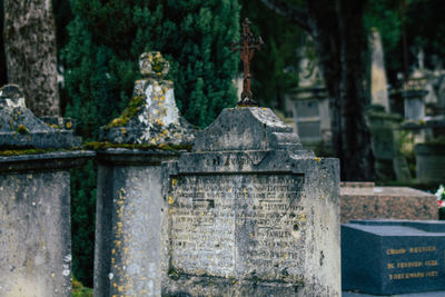 View of cross in cemetery