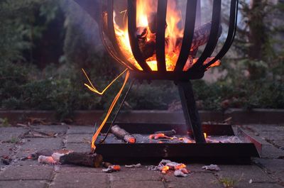 Close-up of illuminated bonfire