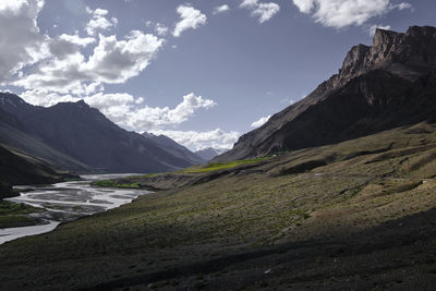 Scenic view of mountains against sky