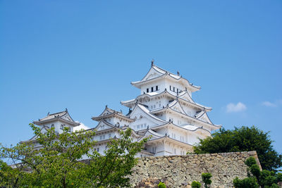 Low angle view of temple against blue sky