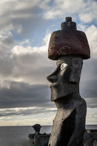 Low angle view of statue against sky