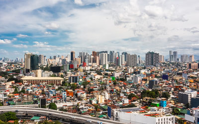 High angle view of cityscape against sky