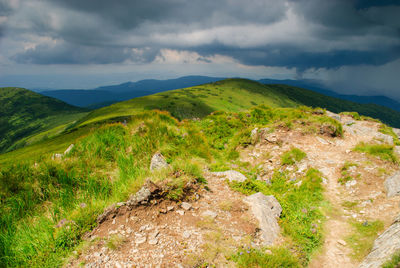 Scenic view of mountains against sky