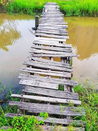 Wooden pier over lake