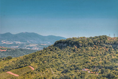 Scenic view of mountains against clear sky