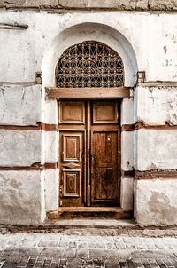 Closed door of old building