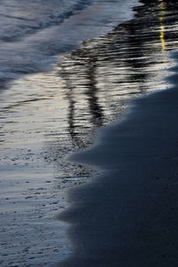 Close-up of snow on beach