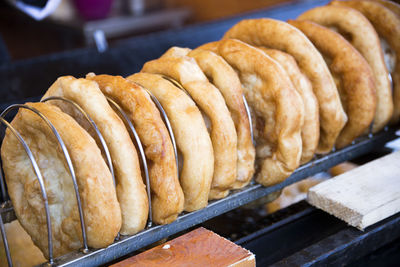 Close-up of meat on barbecue grill