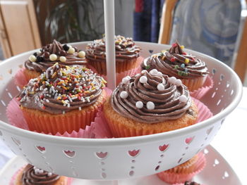 Close-up of cupcakes on table