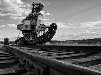 Abandoned ship against sky