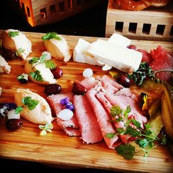 High angle view of food on table