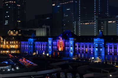 Illuminated city at night