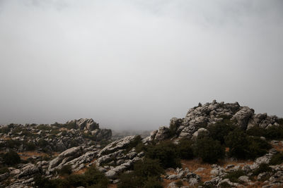 Scenic view of rocky mountains against sky