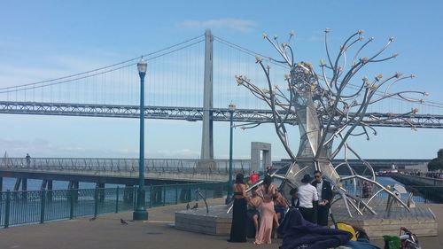 Suspension bridge against sky