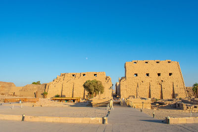 View of historical building against clear blue sky