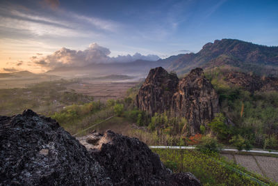 Scenic view of mountains against sky