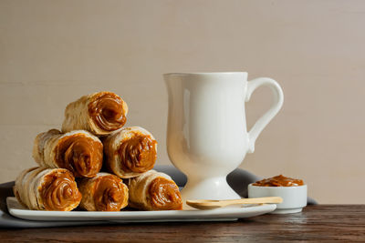 Close-up of dessert on table