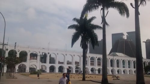 People in front of building