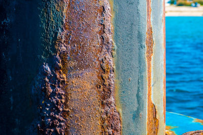 Close-up of rusty metal on wall