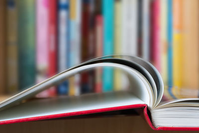 Close-up of book on table