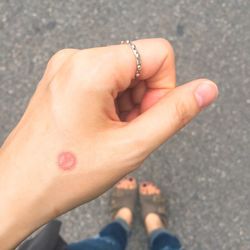 Cropped hand of woman with drawing