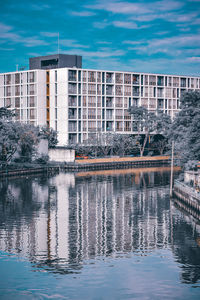 Reflection of buildings in water