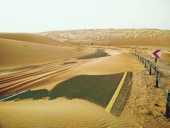 Scenic view of desert against clear sky