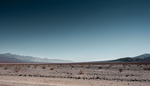 Scenic view of desert against clear sky