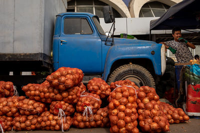 Various fruits for sale at market stall