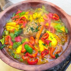 High angle view of vegetables in bowl