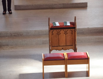 Empty chair on table