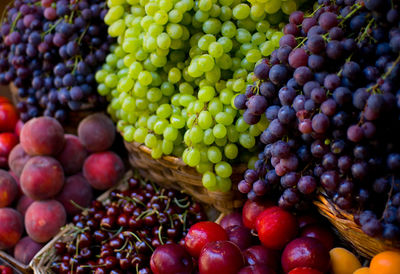 Full frame shot of grapes in market