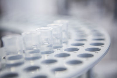 Close-up of drinking glasses in water