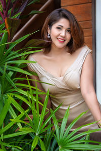 Portrait of young woman smiling