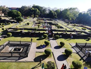 High angle view of people in park