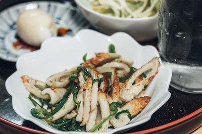 High angle view of meal served in plate