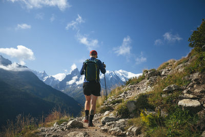 Man hiking in mountains