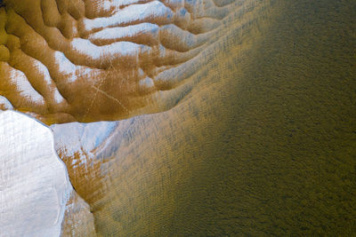 Aerial view of beaches and sand formation at river karasjohka at the border of finland and norway