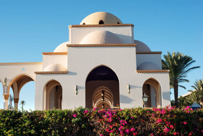 Low angle view of church against clear sky